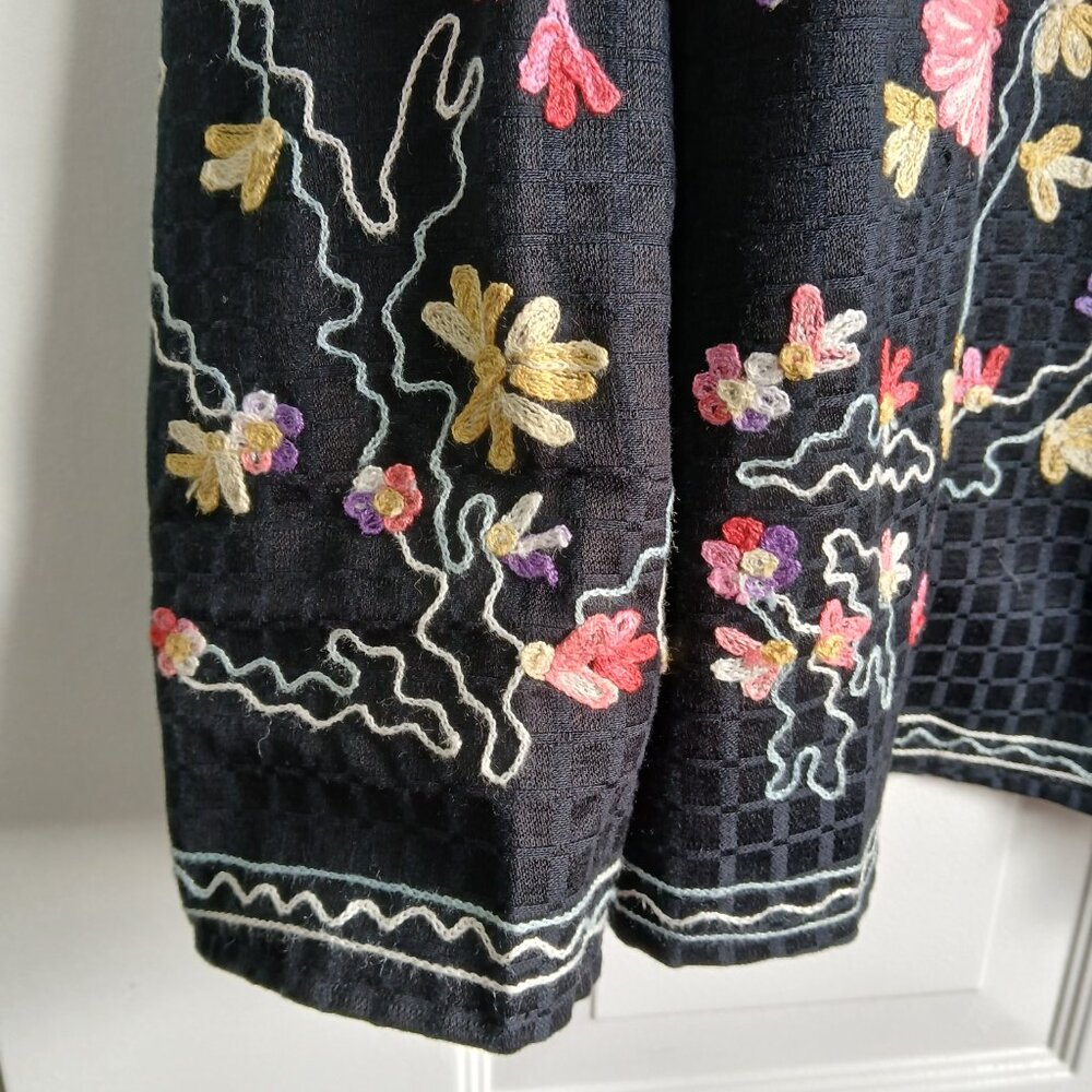 Vintage Indigo Moon Embroidered Floral Nehru Jacket with Glass Beads Size Small - Picture 3 of 12